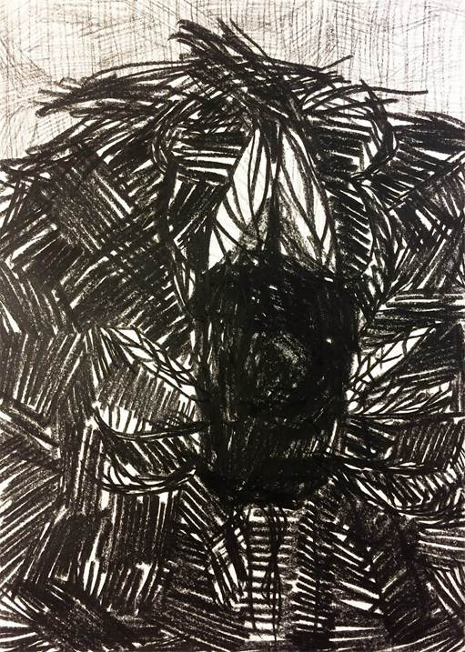 15. Tenho uma mosca no cabelo, original Human Figure Charcoal Drawing and Illustration by Hugo Castilho