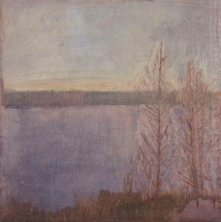 Two trees by a lake in Sweden, original Paysage Pétrole La peinture par Taha Afshar