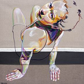 Voyeur #4, original Human Figure Acrylic Painting by Cristina  Troufa