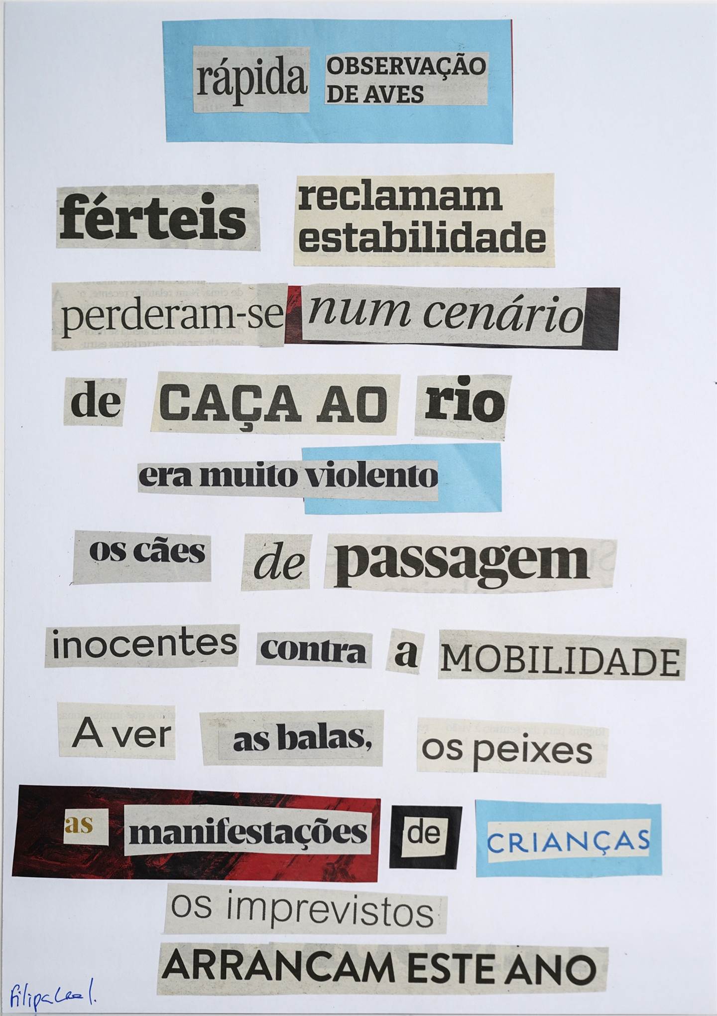 RÁPIDA OBSERVAÇÃO DE AVES, original Abstrait Collage Dessin et illustration par Filipa  Leal