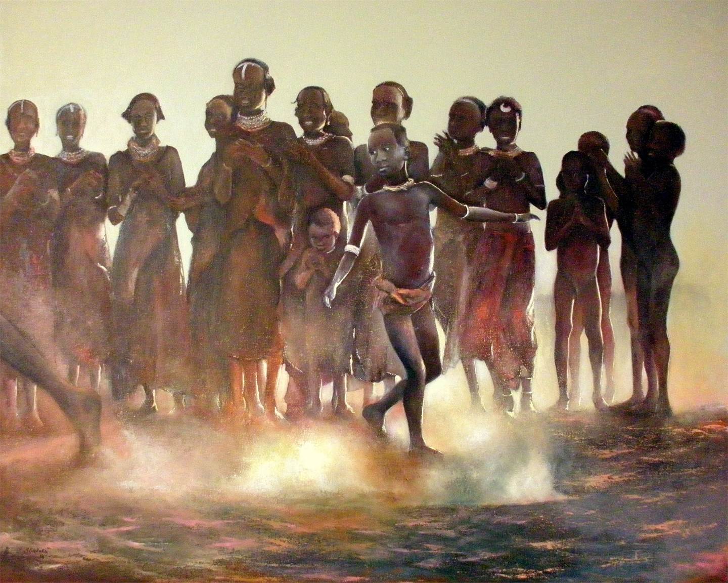 Danzando al ponerse el sol- 1, original Landscape Oil Painting by TOMAS CASTAÑO
