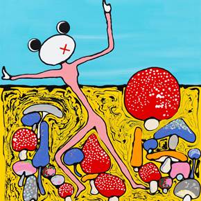 Dance with the mushrooms #1, original Portrait Acrylic Painting by Mario Louro