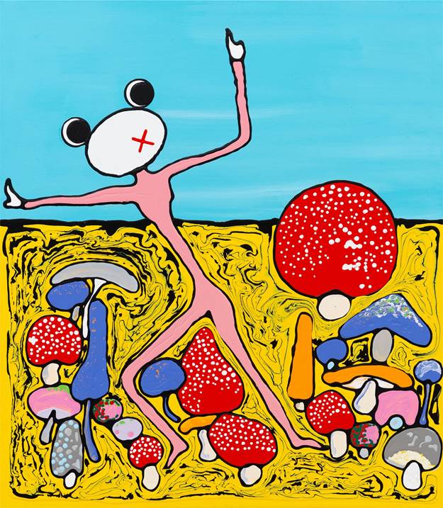 Dance with the mushrooms #1, original Portrait Acrylic Painting by Mario Louro
