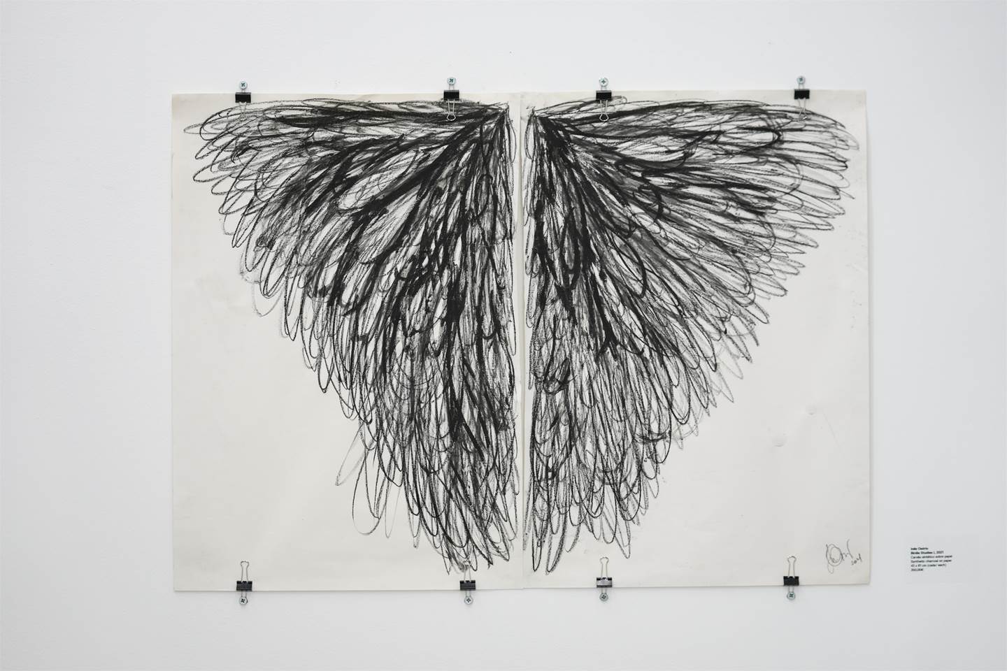 Birdie Studies I, original Abstrait charbon Dessin et illustration par Inês  Osório 