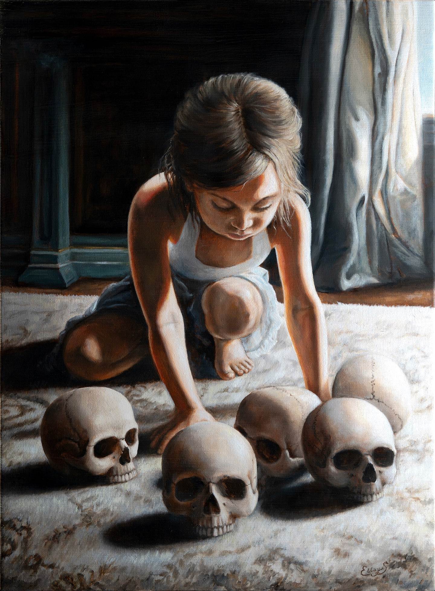 "Just a Game", original Landscape Oil Painting by Ellaya Yefymova