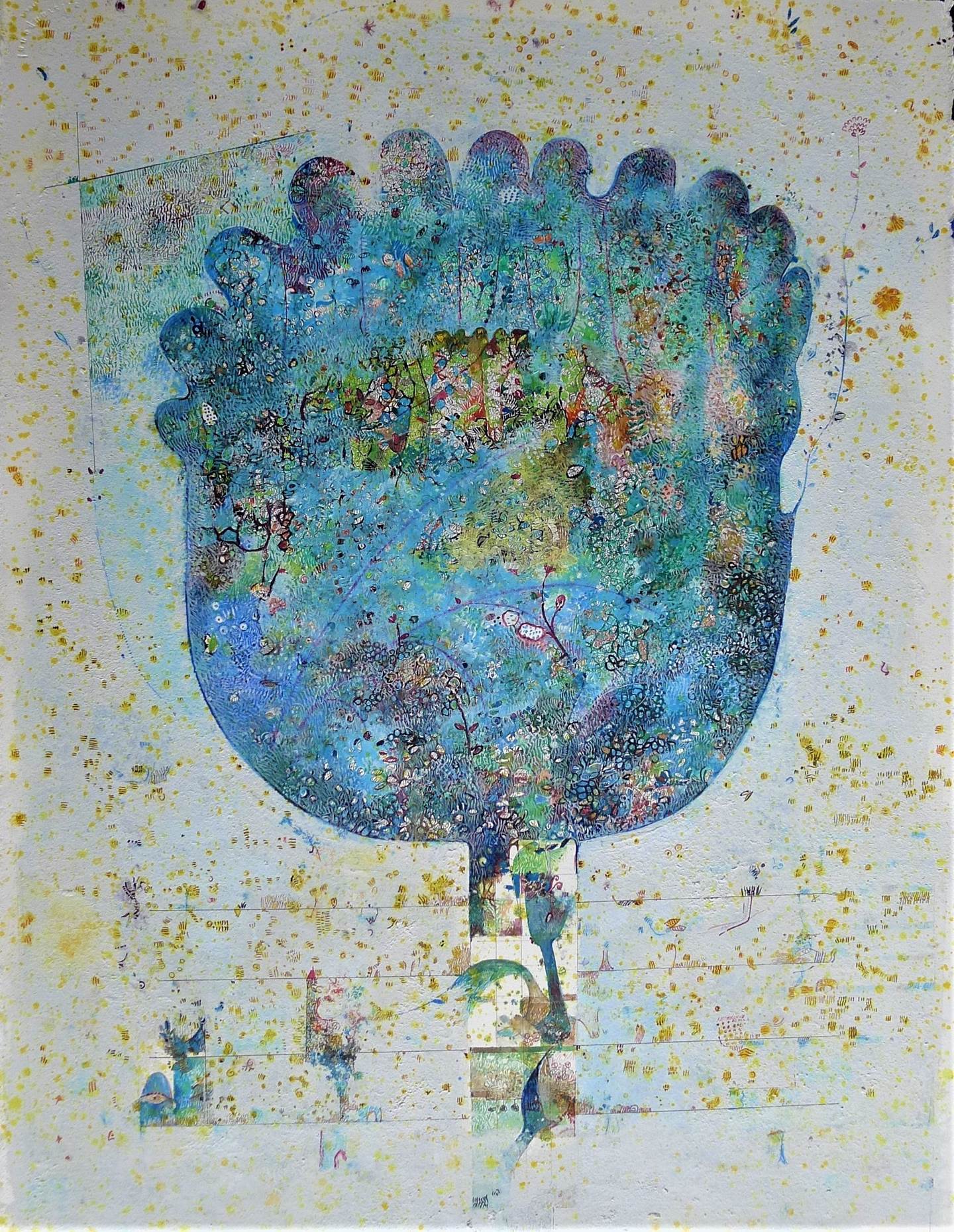 A Árvore da Cartuxa, Pintura Aguarela Abstrato original por Ana Maria Pintora