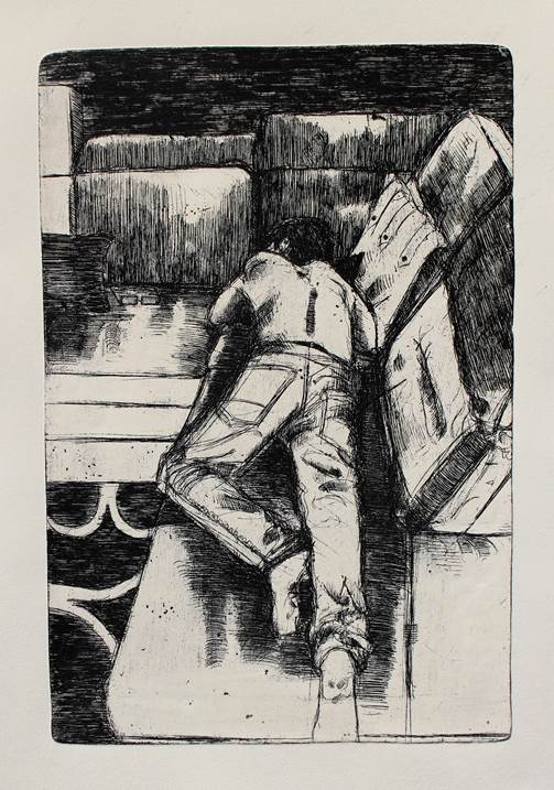Ele dorme, original Figure humaine Gravure Dessin et illustration par Flor de Ceres Rabaçal