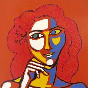 Rapariga dos caracóis vermelhos, original Resumen Acrílico Pintura de Hugo Castilho