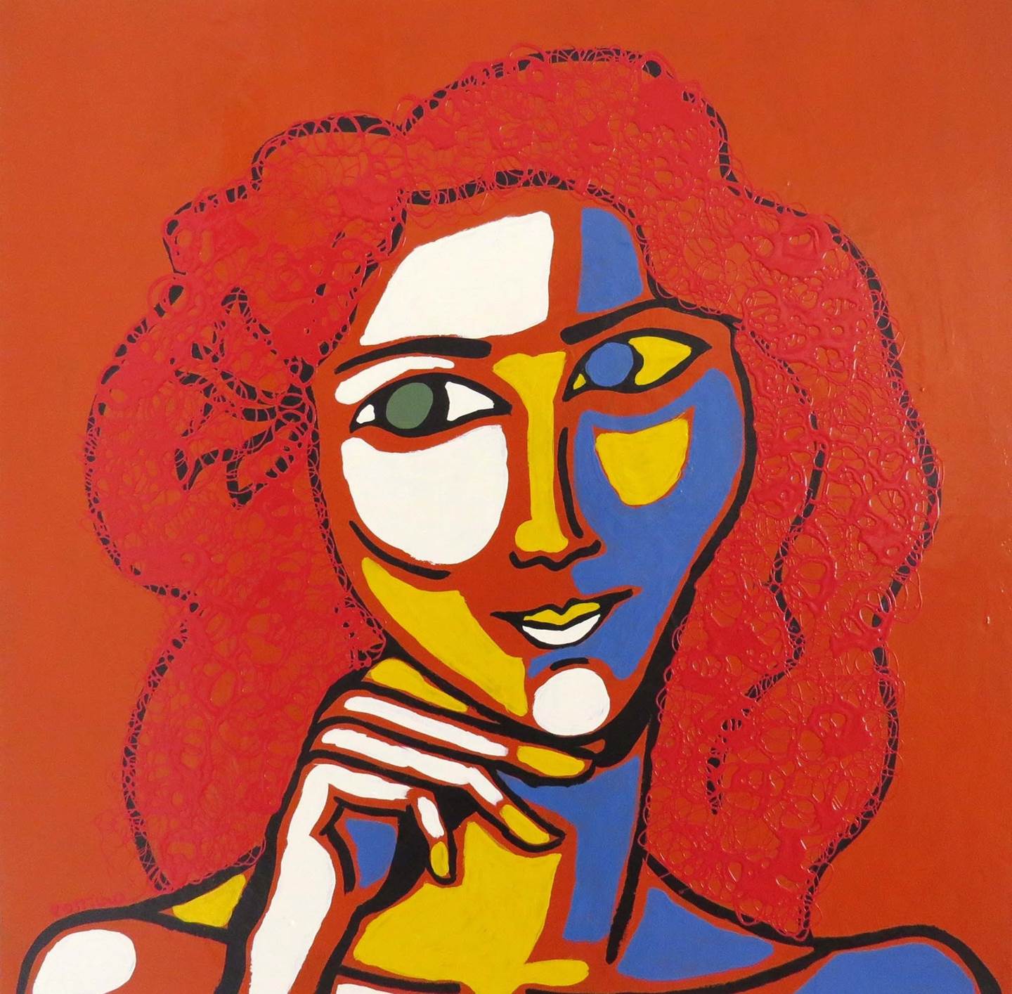 Rapariga dos caracóis vermelhos, original Abstrait Acrylique La peinture par Hugo Castilho