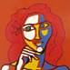 Rapariga dos caracóis vermelhos, Pintura Acrílico Abstrato original por Hugo Castilho