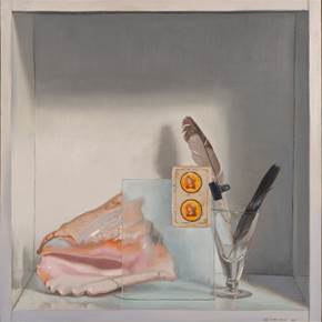 La caracola y el naipe., original Paysage Pétrole La peinture par Juan Manuel Álvarez Cebrián