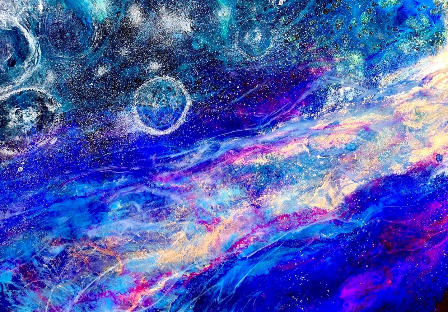 Spiraling Deep, original Abstract Mixed Technique Painting by Tiffani Buteau