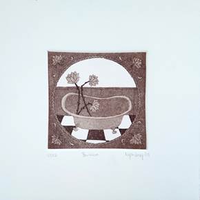 Toilet, original Abstract Engraving Drawing and Illustration by Najla Leroy