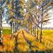 Golden Road, Pintura Tela Paisagem original por Elena Sokolova