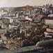 Panorámica aérea de Oporto, original Paisaje Petróleo Pintura de TOMAS CASTAÑO