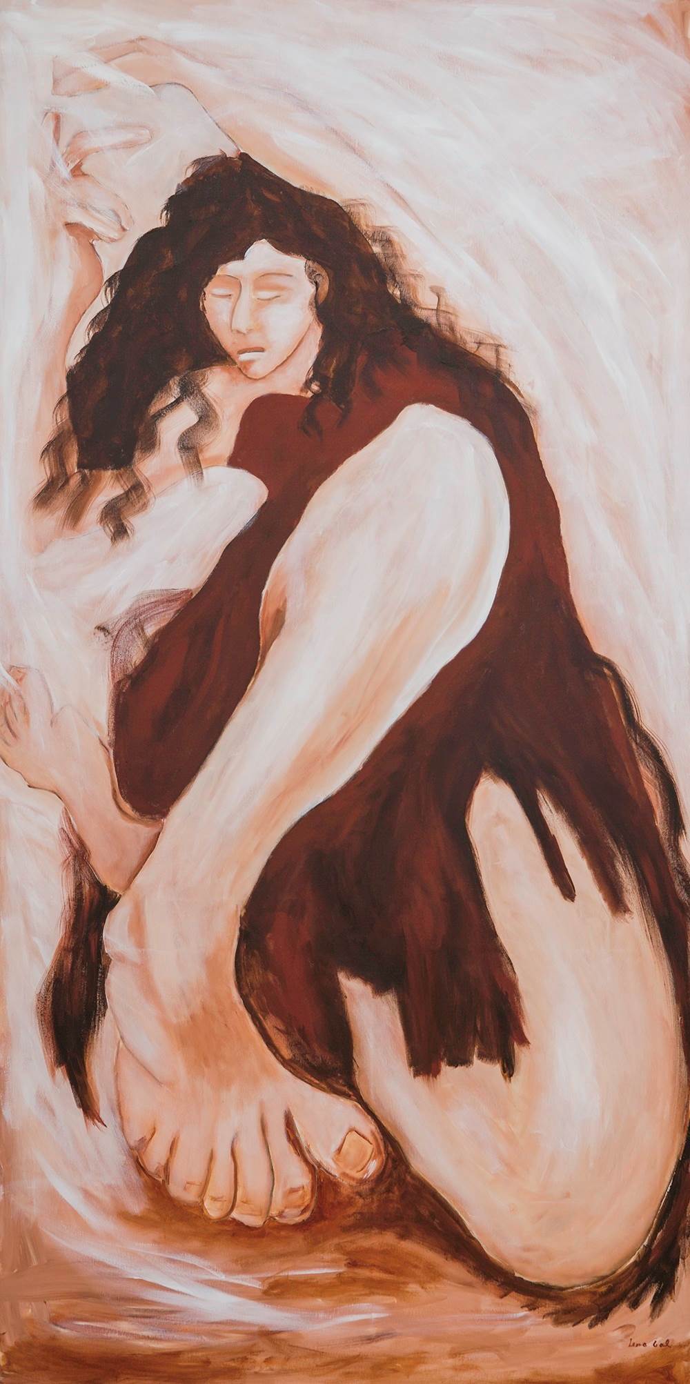 Beijando o céu, original Body Acrylic Painting by Lena Gal