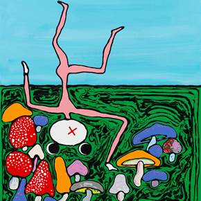 Dance with the mushrooms #2, original Portrait Acrylic Painting by Mario Louro