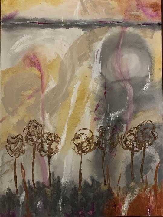 Flores soltas, original Minimalista Acrílico Pintura de Fernanda Araújo
