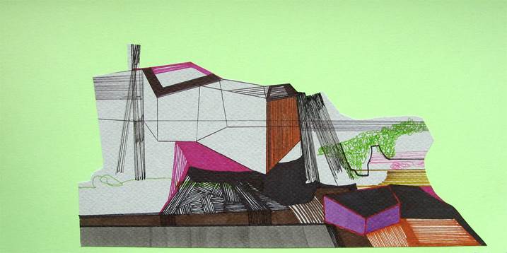Casa de partida #18, original Geométrico Collage Dibujo e Ilustración de Ana Pais Oliveira