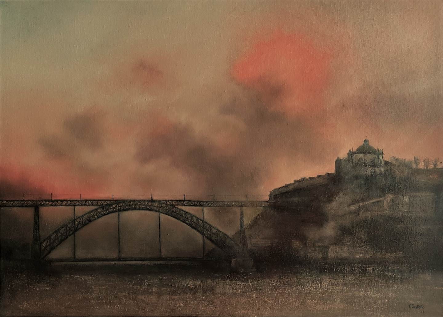 Nevoeiro no Douro., Pintura   original por TOMAS CASTAÑO