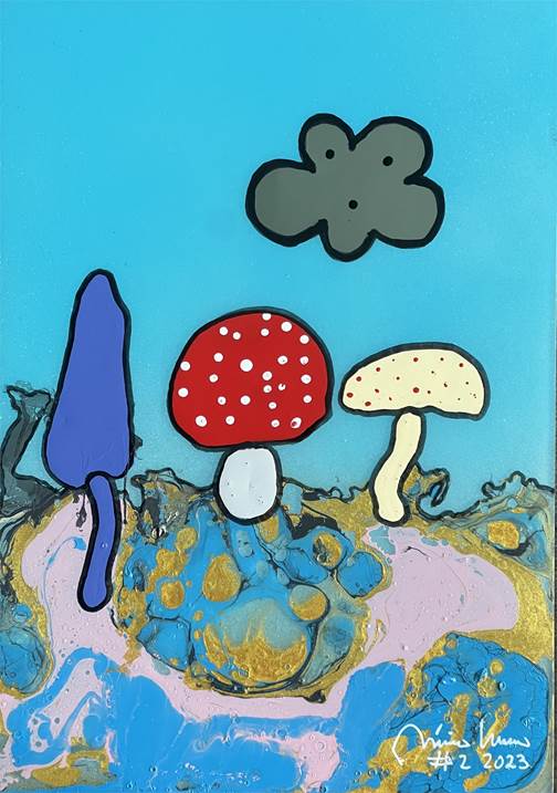 Mushrooms and the cloud, original Animaux Acrylique La peinture par Mario Louro