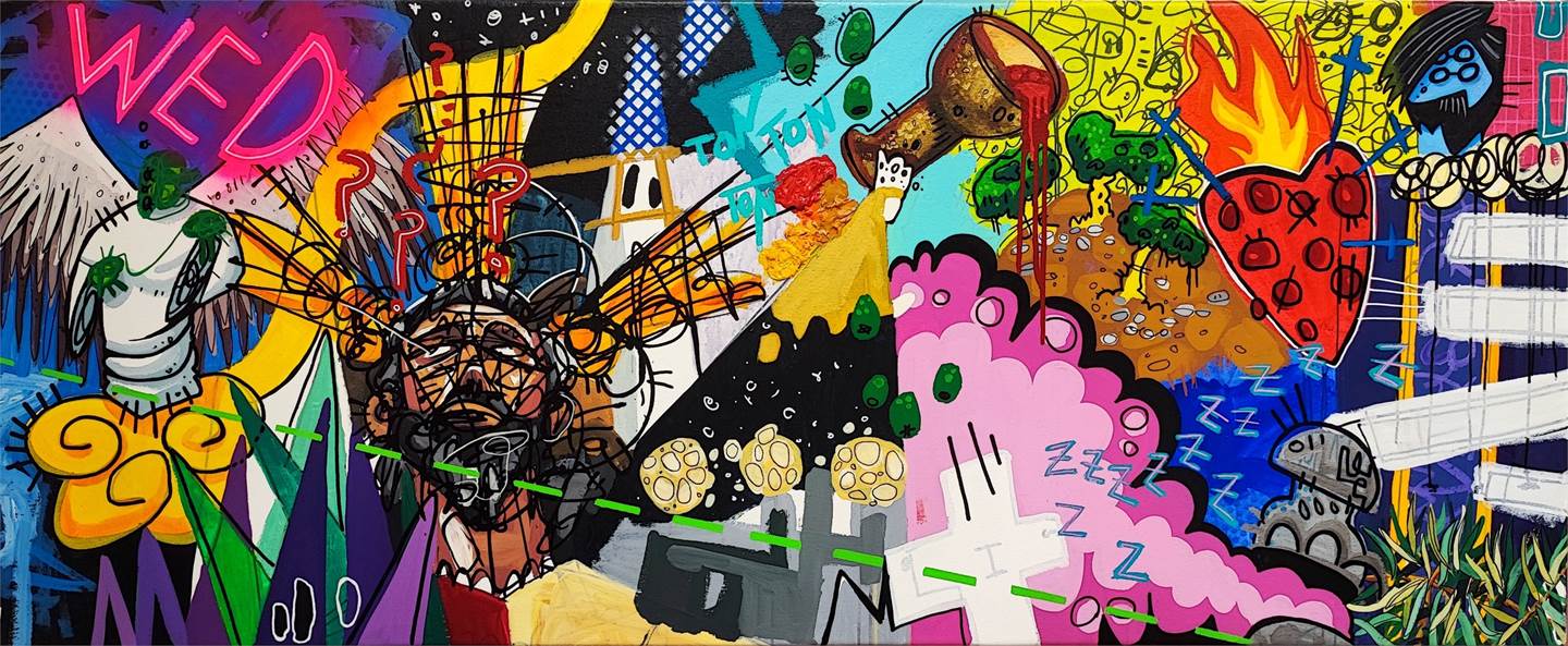 Qué viene! Qué viene!, Pintura Técnica Mista Animais original por Rafa López