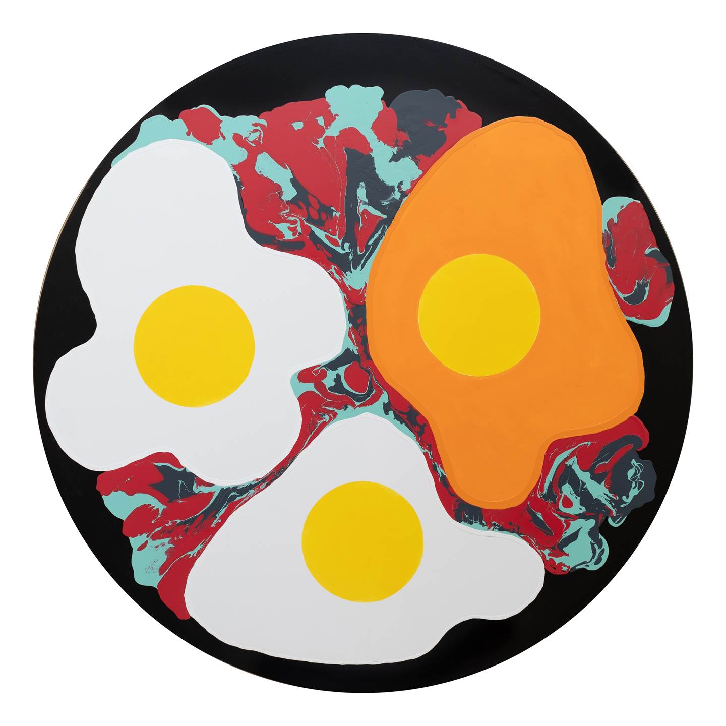 Fried eggs in special character sauce #6, original   Painting by Mario Louro