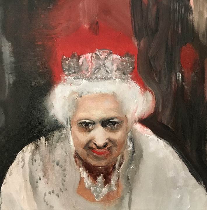 "Queen with crooked crown", original Avant-Garde Canvas Painting by Pedro Martinez Marín
