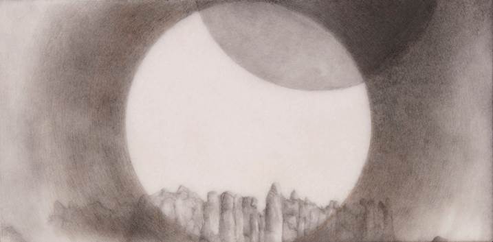 L'eclipci II, original Geometric Pencil Drawing and Illustration by ELENA KERVINEN 
