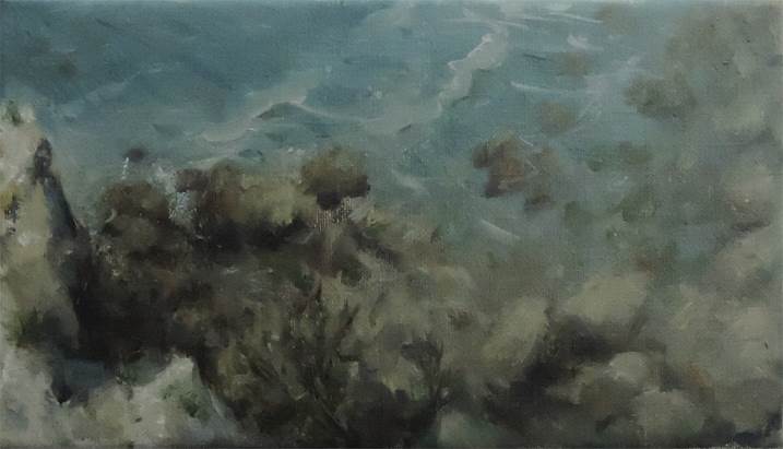 Landscape, Mediterrâneo, original Abstract Oil Painting by Virgínia  Brito 