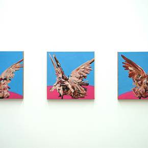 Fighting Doves (triptych), original Landscape Oil Painting by Juan Domingues