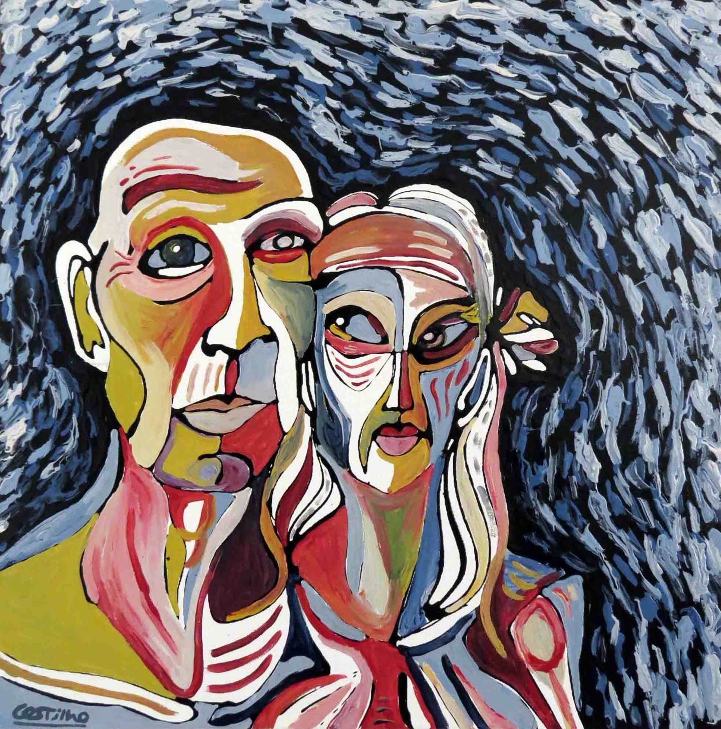 Casal de meia idade, original Abstrait Acrylique La peinture par Hugo Castilho