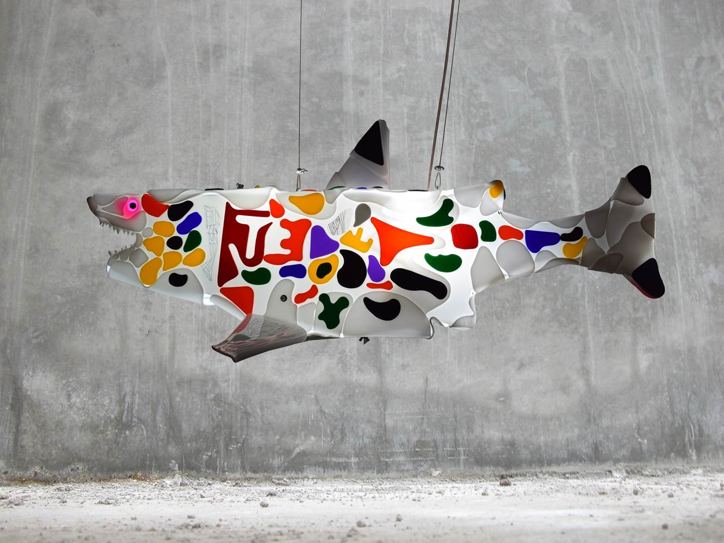 Guided by instinct, Shark light sculpture, original Animals Plastic Sculpture by Marko Gavrilovic