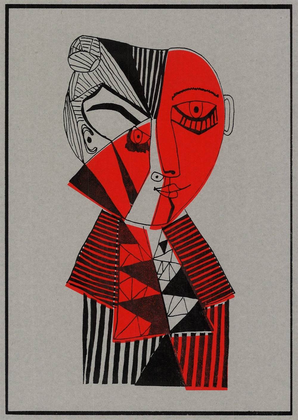 Mulher Multifacetada , Desenho e Ilustração Cartão Abstrato original por Inês Peres