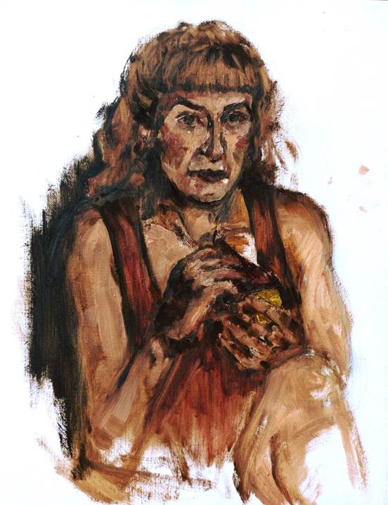 helena a lavar a batata doce, original Figure humaine Pétrole La peinture par Joana Seabra