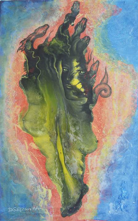 Birth of Medusa, Pintura Tela Abstrato original por Andrei Autumn