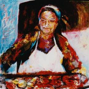 The Baker of Rhodes, original Portrait Acrylic Painting by Connie Freid
