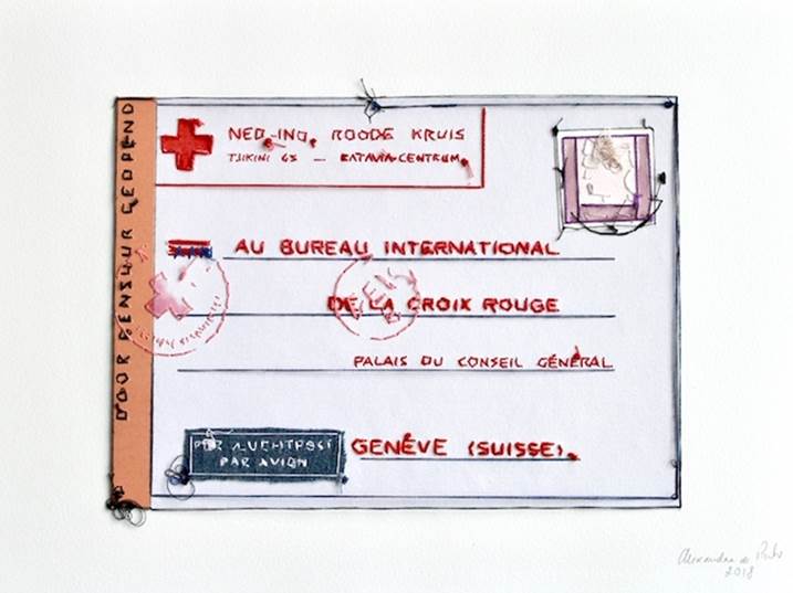 Censure de Croix Rouge, original Minimaliste Papier Dessin et illustration par Alexandra de Pinho