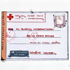 Censure de Croix Rouge, Desenho e Ilustração Papel Minimalista original por Alexandra de Pinho