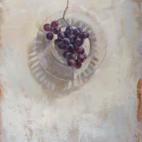 Plato con uvas rojas., original Paisaje Petróleo Pintura de Juan Manuel Álvarez Cebrián