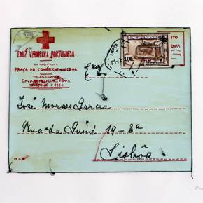 Telegrama da Cruz Vermelha, original Minimalist Paper Drawing and Illustration by Alexandra de Pinho