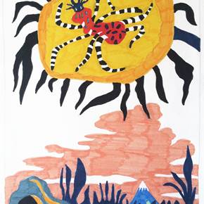 A flor da aranha, original Resumen Bolígrafo Dibujo e Ilustración de Hugo Castilho