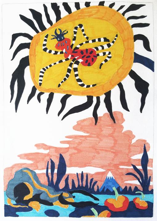 A flor da aranha, original Resumen Bolígrafo Dibujo e Ilustración de Hugo Castilho