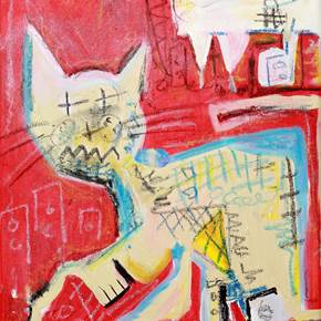 Crazy cat, Pintura Acrílico Abstrato original por Flavio Man
