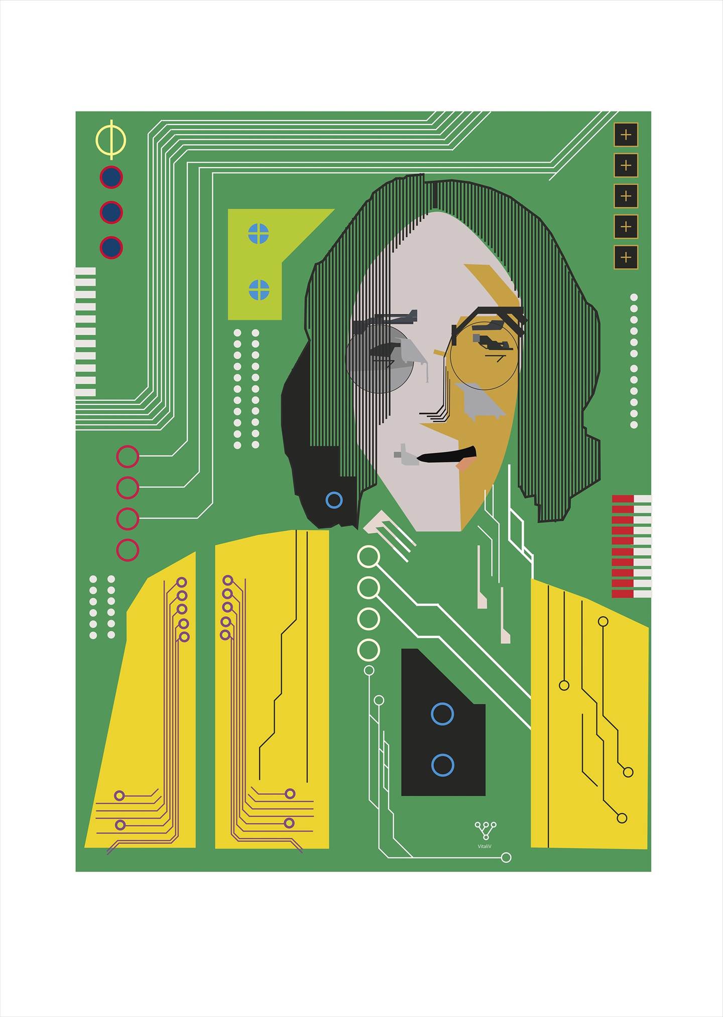 John Lennon, digital portrait, original Geometric Digital Drawing and Illustration by Vitaly (VITALIV) Vinogradov