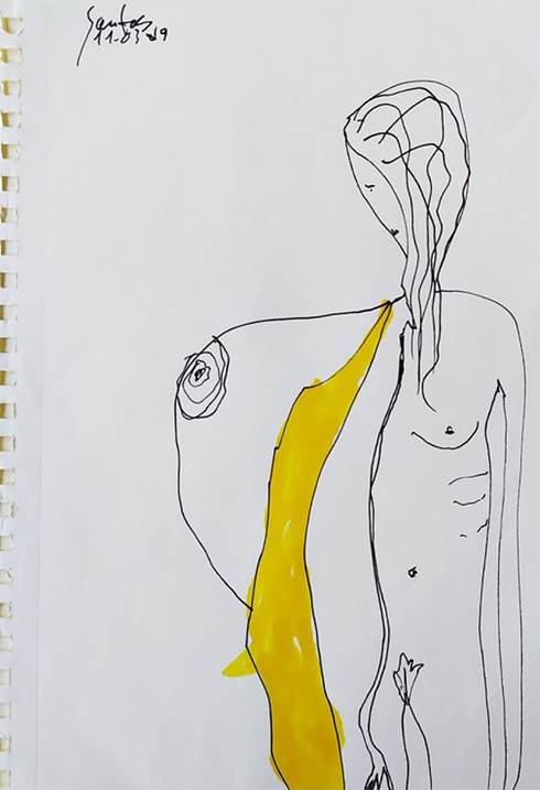PARA TI O MEU TUDO, original Human Figure Mixed Technique Drawing and Illustration by Sónia Santos