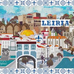 Leiria (Tela), original Architecture Toile Dessin et illustration par Maria João Faustino