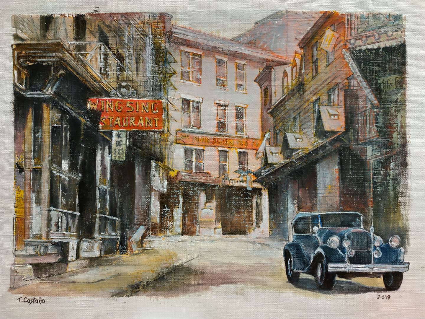 Chinatown New York 1930, original Femme Papier La peinture par TOMAS CASTAÑO