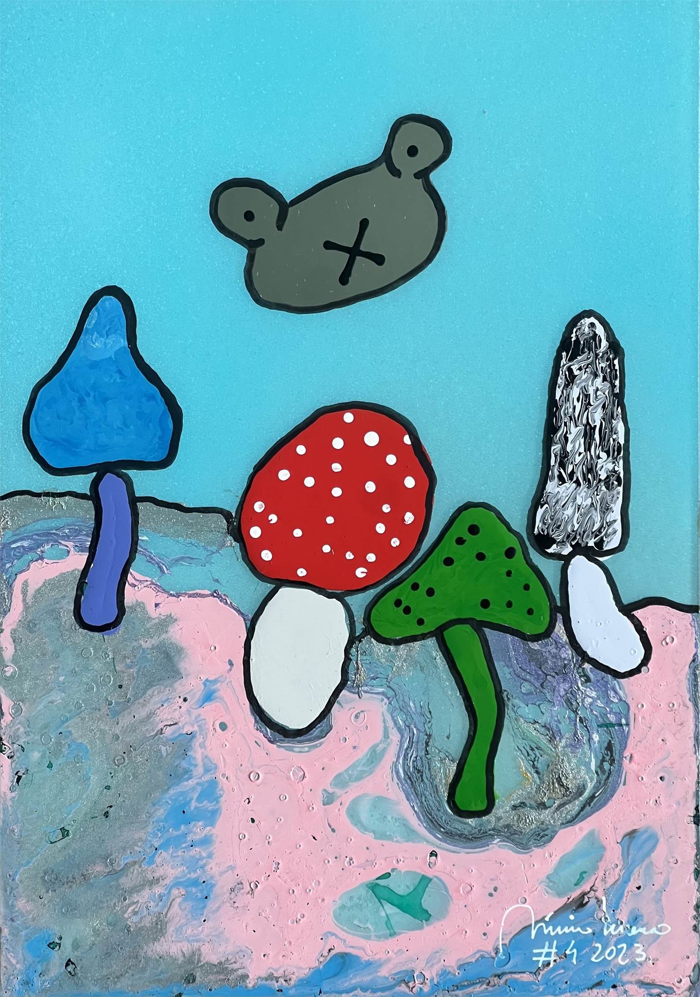 The mushrooms and the cloud #4, original   Painting by Mario Louro