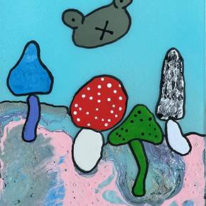The mushrooms and the cloud #4, Pintura Acrílico Animais original por Mario Louro